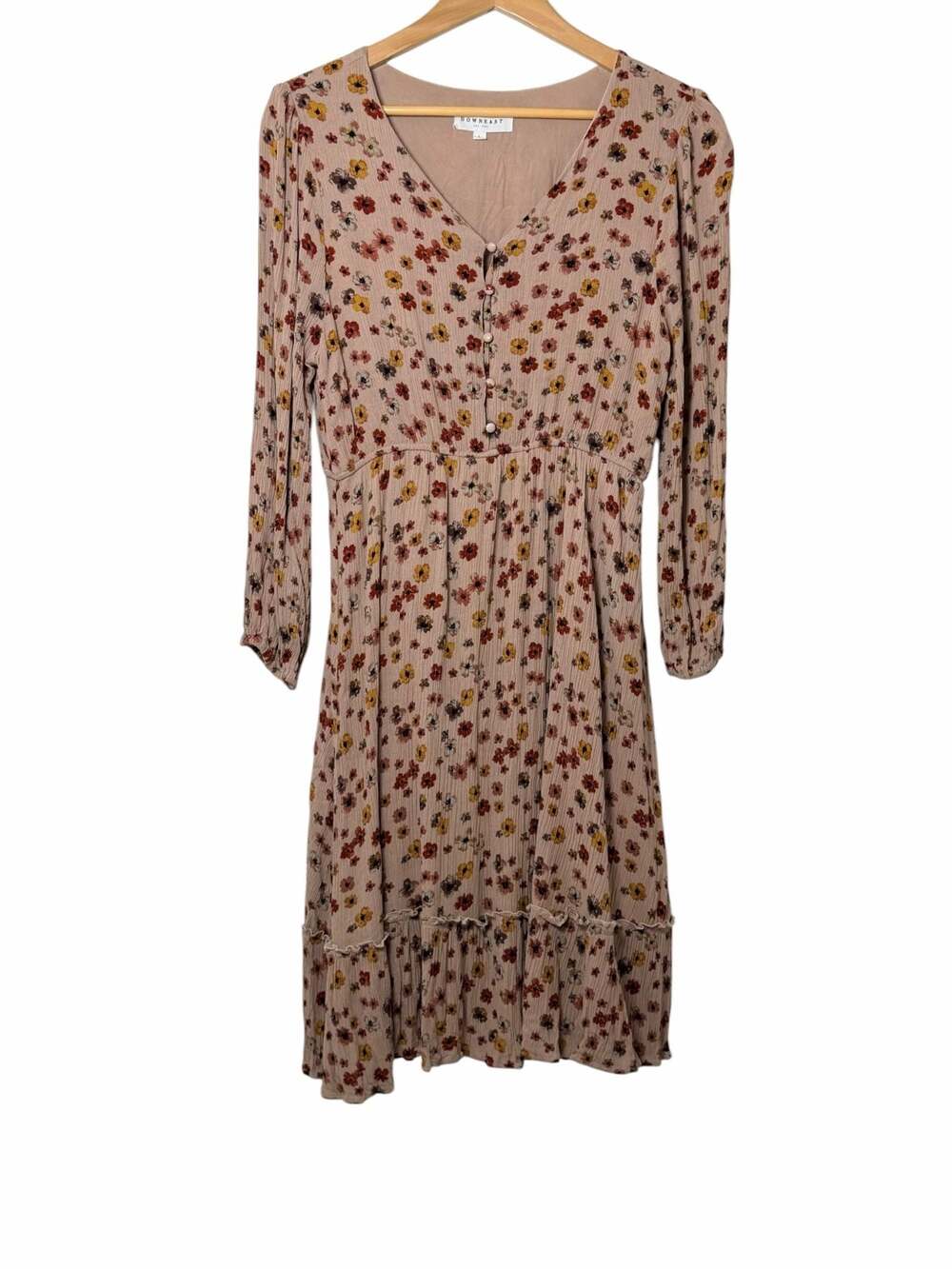 Downeast  Boho Floral Button-Front Midi Dress Size L